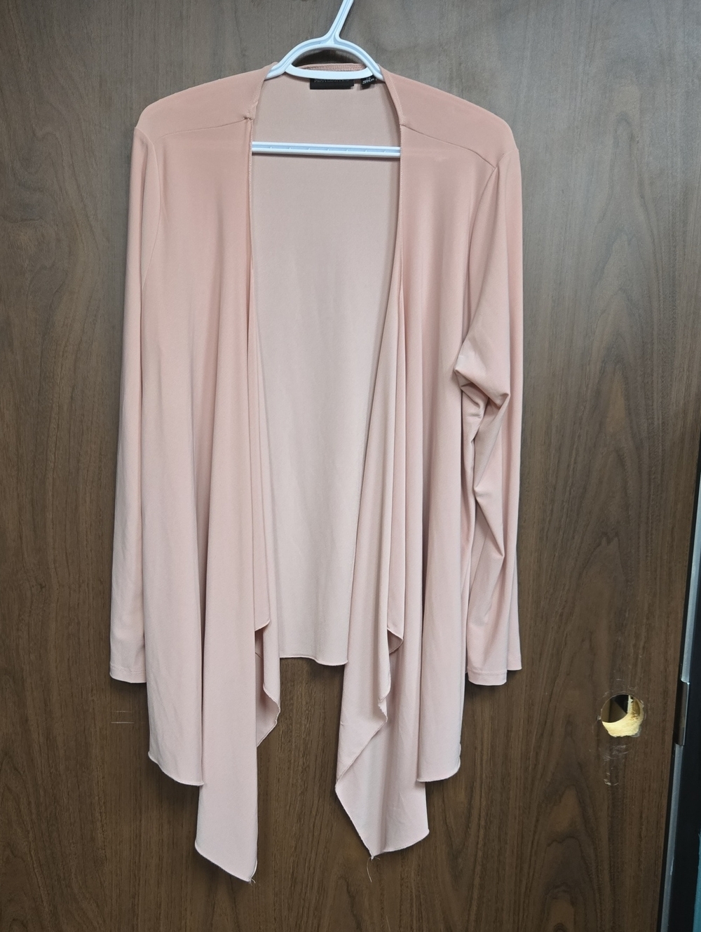 Nina Leonard Size 2X Dusty Pink Waterfall Open Cardigan